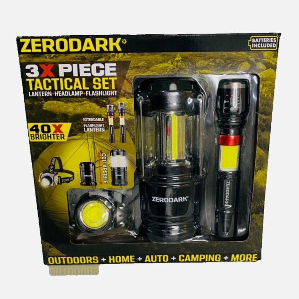 3 Piece Tactical Set Lantern-Headlamp- Flashlight